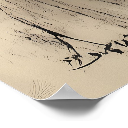 馬の威厳のある自然でギャロッピング – モノクロ ポスター (角)