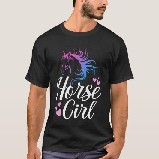 馬の娘グラデーション ヘッド ウエスタン 馬好き 馬術 Tシャツ (正面)