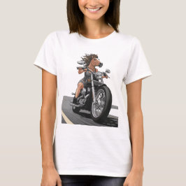 馬の婦人オートバイ Tシャツ