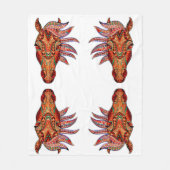 馬の宝石カラフル女性のカーボーイブラウンホワイトレッド フリースブランケット (正面)