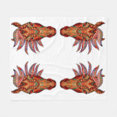 馬の宝石カラフル女性のカーボーイブラウンホワイトレッド フリースブランケット (正面(横))