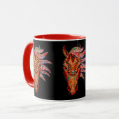 馬の宝石カラフル女性のカーボーイ黒褐色の赤 マグカップ (正面左)