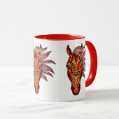 馬の宝石モザイクカラフル女性のカーボーイ茶色の白 マグカップ (正面右)