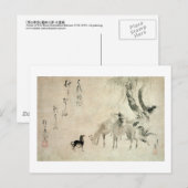 馬の家族,北斎騎馬家,北斎,墨絵 ポストカード (正面/裏面)