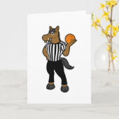 馬の審判 バスケットボールとホイッスル付き カード (黄色い花)