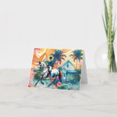 馬の少女のカリブ海の乗馬 カード (正面)