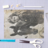 馬の少女 ウェスタン ヴィンテージ デコパージュ 薄葉紙 (クラフト)