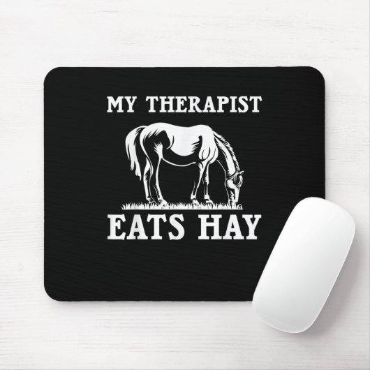 馬の引用文マイ食べセラピストヘイ放牧馬E マウスパッド (マウス)