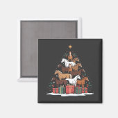 馬の形のクリスマスツリー エクイン クリスマス マグネット (正面/裏面)