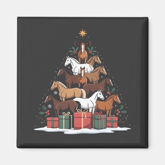 馬の形のクリスマスツリー エクイン クリスマス マグネット (正面)