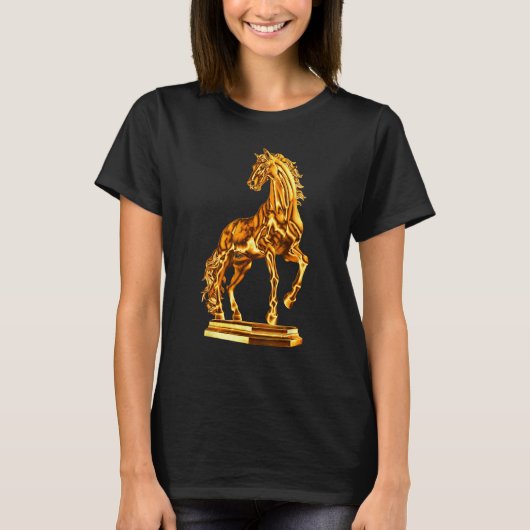 馬の彫像の金の像 1 Tシャツ (正面)