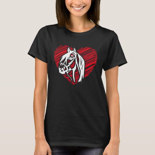 馬の影のハート馬乗りギ Tシャツ (正面)