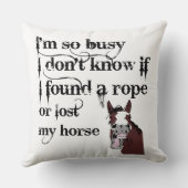 馬の忙し所有者ストレス引用文おもしろい漫画 クッション (裏面)