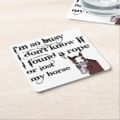 馬の忙し所有者ストレス引用文おもしろい漫画 スクエアペーパーコースター (アングル)