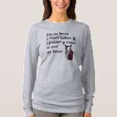 馬の忙し所有者ストレス引用文おもしろい漫画 Tシャツ (正面)