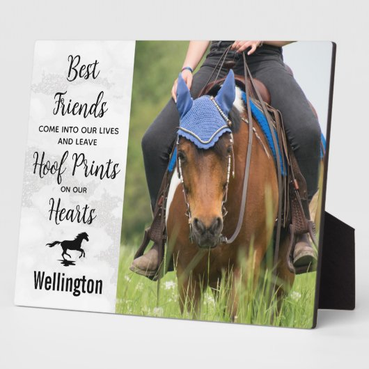 馬の思い出のパーソナライズされたペット写真記念碑 フォトプラーク (側面)