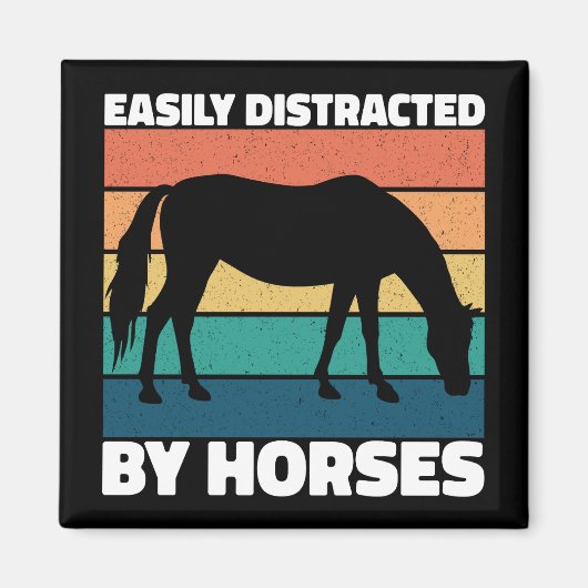 馬の恋人に簡単に気を取られて可愛いポニーおもしろい マグネット (正面)