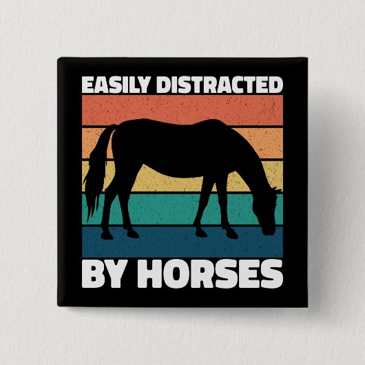 馬の恋人に簡単に気を取られて可愛いポニーおもしろい 缶バッジ (正面)