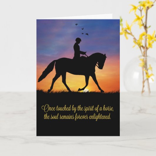 馬の悔やみや弔慰とドレスセージライダー カード (黄色い花)