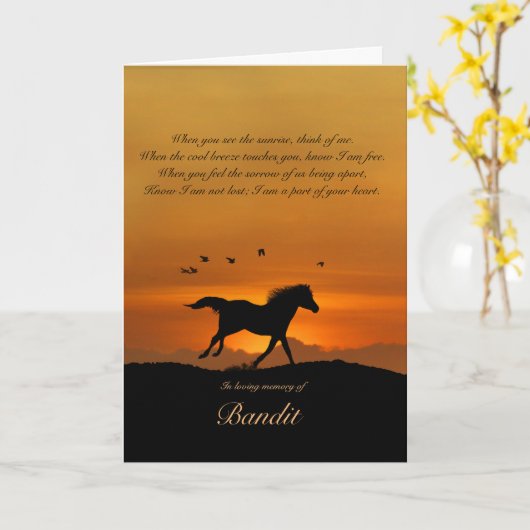 馬の悔やみや弔慰の名前をカスタムするのスピリチュアル カード (黄色い花)