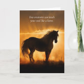 馬の悔やみや弔慰の哀悼の日の入り時の馬の損失 カード (正面)