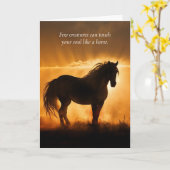 馬の悔やみや弔慰の哀悼の日の入り時の馬の損失 カード (黄色い花)
