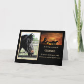 馬の悔やみや弔慰カスタム写真と名前メモリアルカード カード (正面)