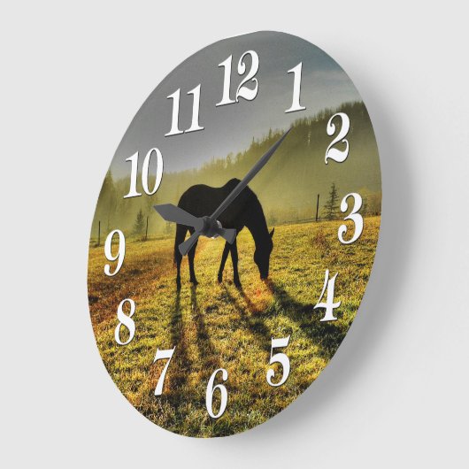 馬の愛好家ウェスタンテーマ馬デザイナーギフト ラージ壁時計 (傾斜)
