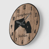 馬の愛4カスタマイズ可能なBarnwoodスタイル ラージ壁時計 (傾斜)