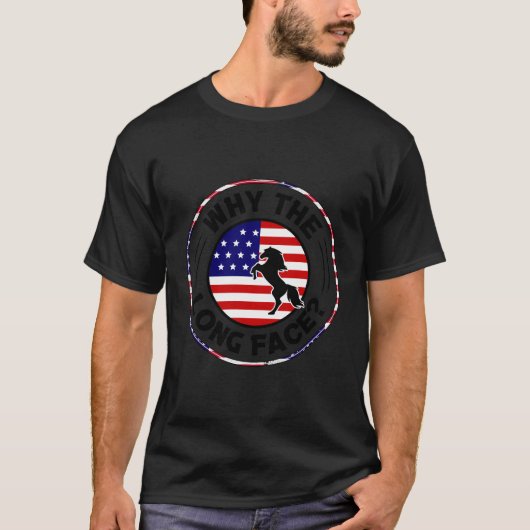 馬の所有者の恋人ジョッキー引用文I誇りを持ったアメリカ国旗Ho Tシャツ (正面)