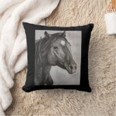 馬の手描きアート クッション (ブランケット)