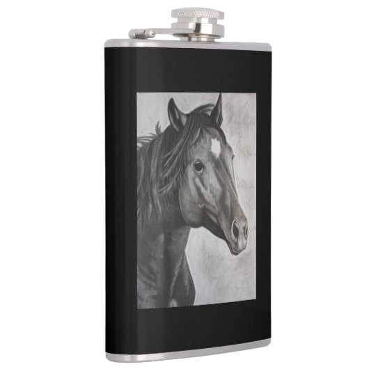 馬の手描きアート フラスク (右)