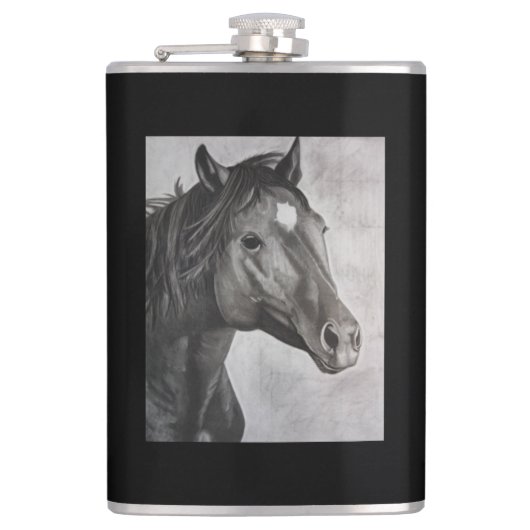 馬の手描きアート フラスク (正面)