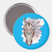 馬の抽象芸術スケッチ マグネット (正面/裏面)