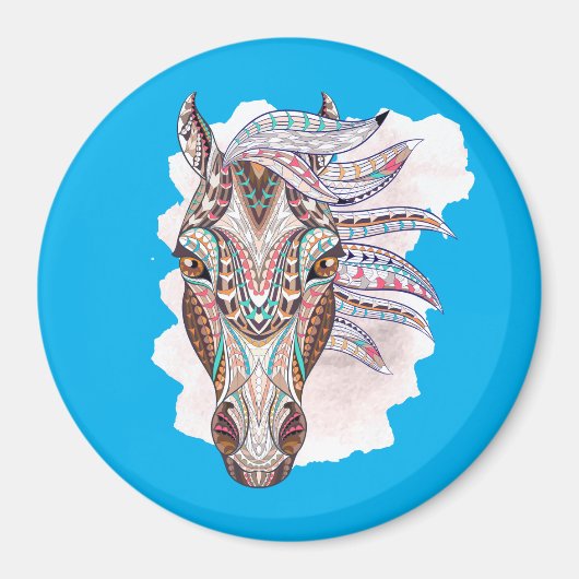 馬の抽象芸術スケッチ マグネット (正面)