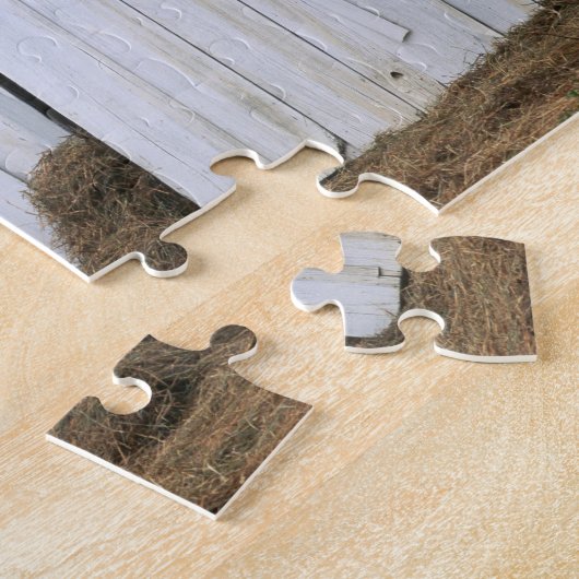 馬の接着は納屋の窓の先頭に立ちます ジグソーパズル (側面)