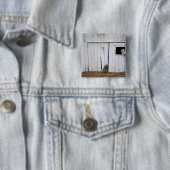 馬の接着は納屋の窓の先頭に立ちます 缶バッジ (インサイチュ)