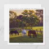 馬の放牧を伴う風光明媚な馬の搭乗農場 招待状 (正面/裏面)