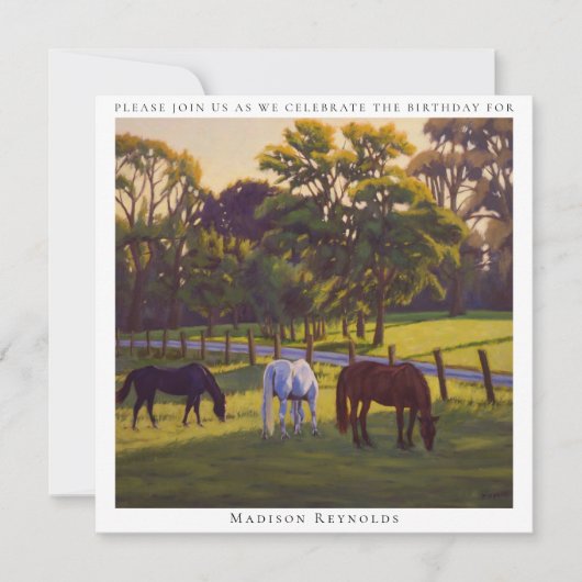 馬の放牧を伴う風光明媚な馬の搭乗農場 招待状 (正面)