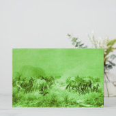 馬の放牧アンティークライトグリーン 便箋 (スタンド正面)