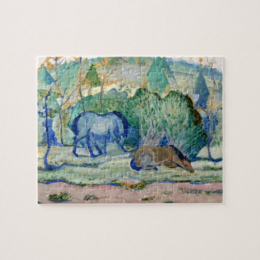 馬の放牧バイフランツマルク、ヴィンテージファインアート ジグソーパズル (横)