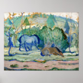 馬の放牧バイフランツマルク、ヴィンテージファインアート ポスター (正面)