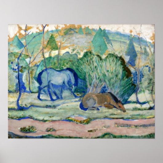 馬の放牧バイフランツマルク、ヴィンテージファインアート ポスター (正面)