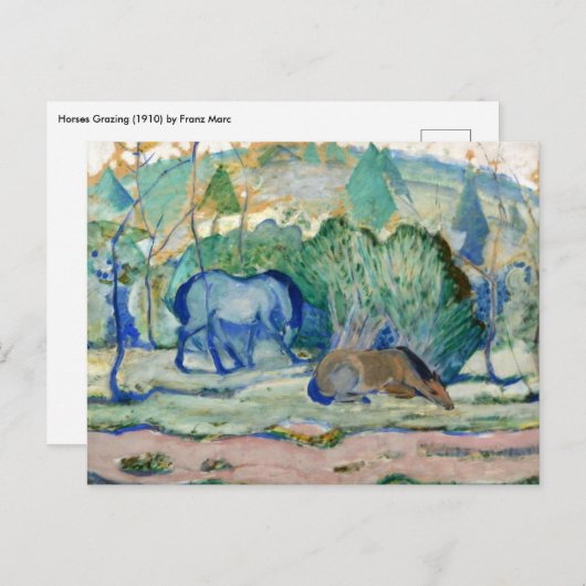 馬の放牧バイフランツマルク、ヴィンテージファインアート ポストカード (正面/裏面)