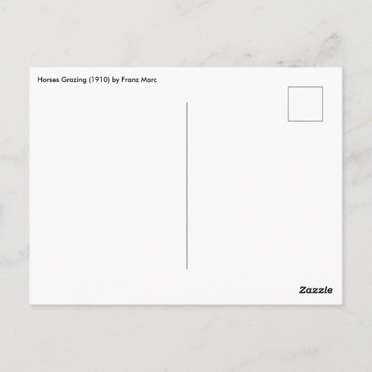 馬の放牧バイフランツマルク、ヴィンテージファインアート ポストカード (裏面)