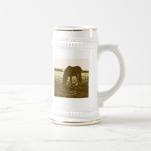 馬の放牧ポップ・アートの芸術 ビールジョッキ (右)