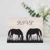 馬の放牧馬術ウェディングRSVPカード 出欠カード (スタンド正面)
