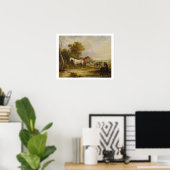 馬の放牧：マレスと灰色のスタリオン放牧 ポスター (ホームオフィス)