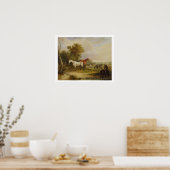 馬の放牧：マレスと灰色のスタリオン放牧 ポスター (キッチン)