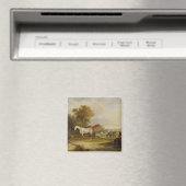 馬の放牧：マレスと灰色のスタリオン放牧 マグネット (インサイチュ (食洗機))